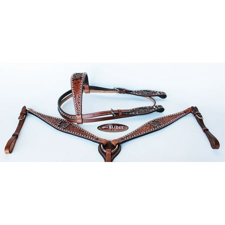 Show Tack Bridle Western Leather Rodeo Headstall Breast Collar 85106
