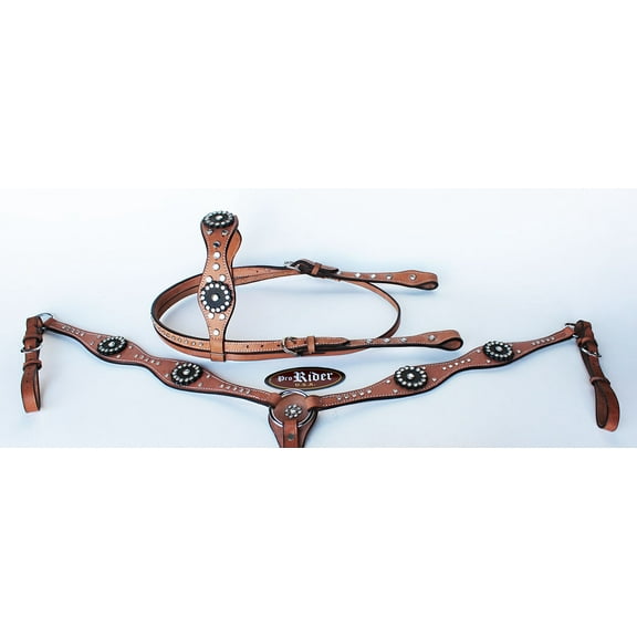 Show Tack Bridle Western Leather Rodeo Headstall Breast Collar 85116