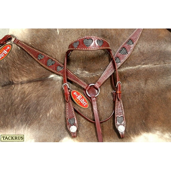 Show Tack Bridle Western Leather Rodeo Headstall Breast Collar 85121