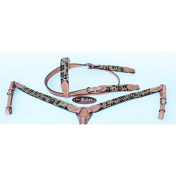 Show Tack Bridle Western Leather Rodeo Headstall Breast Collar 8540