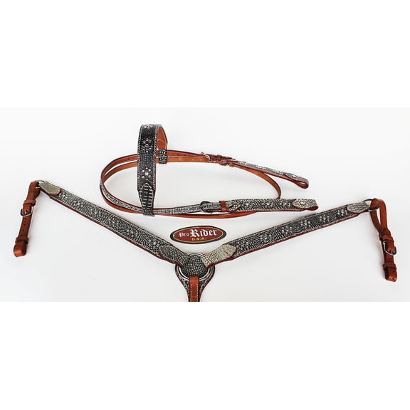 Show Tack Bridle Western Leather Rodeo Headstall Breast Collar 8544