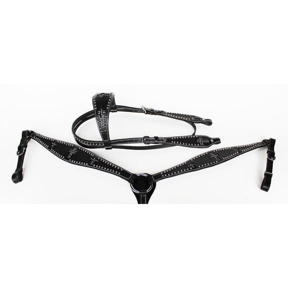 Show Tack Bridle Western Leather Rodeo Headstall Breast Collar 8551
