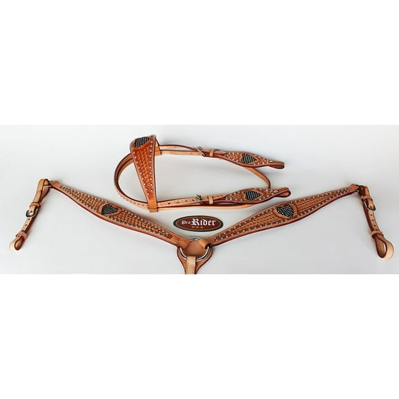 Show Tack Bridle Western Leather Rodeo Headstall Breast Collar 8566