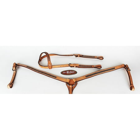Show Tack Bridle Western Leather Rodeo Headstall Breast Collar 8567