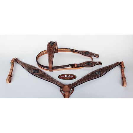 Show Tack Bridle Western Leather Rodeo Headstall Breast Collar 8570