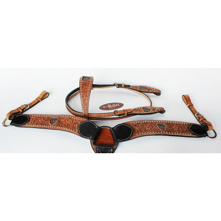 Show Tack Bridle Western Leather Rodeo Headstall Breast Collar 8583