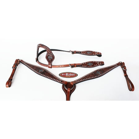 Show Tack Bridle Western Leather Rodeo Headstall Breast Collar 8589