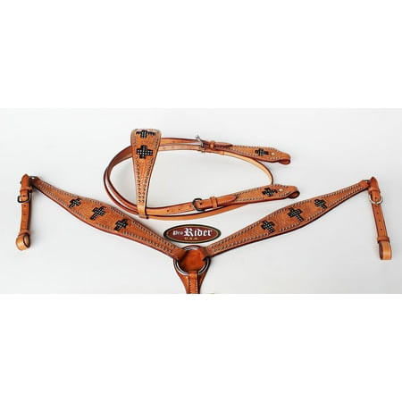 Show Tack Bridle Western Leather Rodeo Headstall Breast Collar 8598