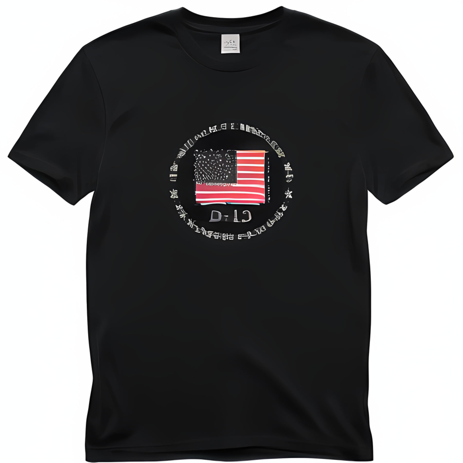 Show Your Patriotism in Style with D & L American Flag Graphic Black T
