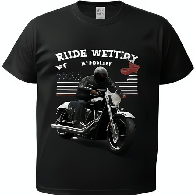 Show Your Patriotism in Style with our Biker Themed Black T-Shirt