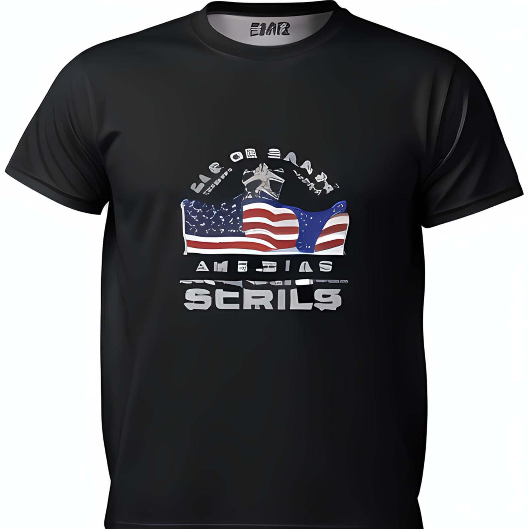 Show Your Patriotism in Style with our Black T-Shirt Featuring an