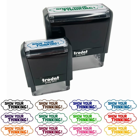 Show Your Thinking Thought Bubble Teacher Student School Self-Inking Rubber Stamp Ink Stamper - Black Ink - Small 1-1/2 Inch