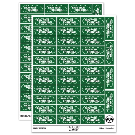Show Your Thinking Thought Bubble Teacher Student School Sticker Set - Dark Green - Matte Finish - 1.5" Small