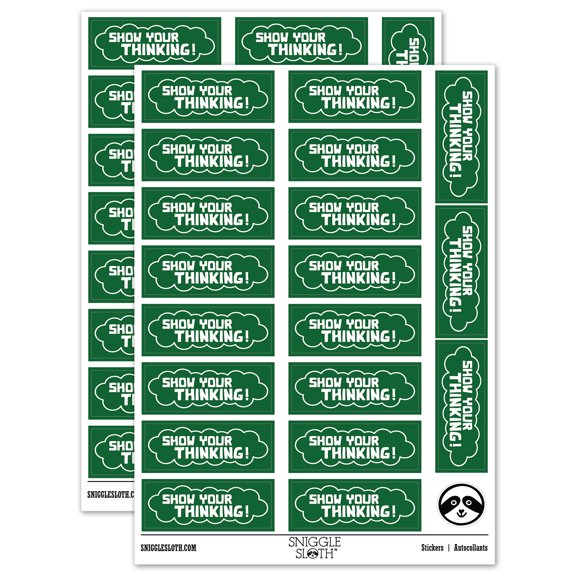 Show Your Thinking Thought Bubble Teacher Student School Sticker Set - Dark Green - Matte Finish - 2.00" Large