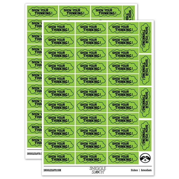 Show Your Thinking Thought Bubble Teacher Student School Sticker Set - Light Green - Gloss Finish - 1.5" Small
