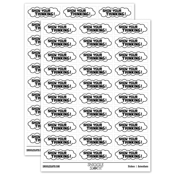 Show Your Thinking Thought Bubble Teacher Student School Sticker Set - White - Gloss Finish - 1.75" Medium
