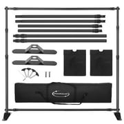 ShowMaven 10x8ft Photography Backdrop Stand للخدمة الشاقة ، حامل دعم الخلفية ، حامل بانر عرض تجاري قابل للتعديل خطوة وتكرار الوقوف