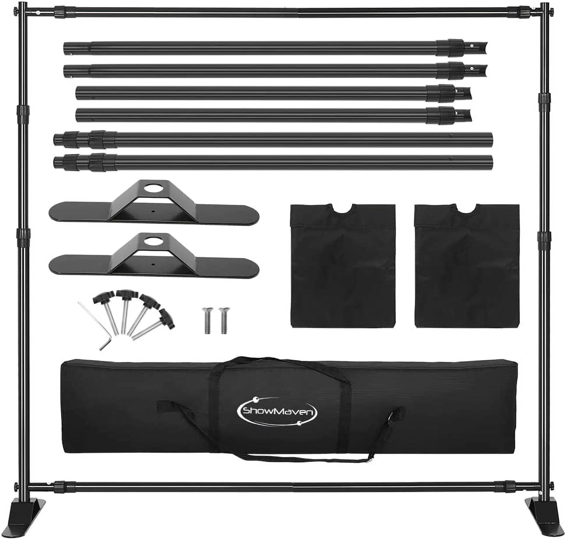 ShowMaven 8x8ft Backdrop Stand, Heavy Duty Banner Stand Adjustable