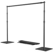 ShowMaven Backdrop Stand, 8x10 ft Adjustable Photo Backdrop Stand Kit, Heavy Duty Backdrop Stand with Steel Base for Photography, Photo Video Studio, Birthday Parties, Wedding Black