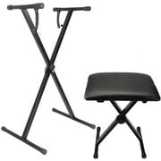 ShowMaven Heavy Duty Keyboard Stand and Bench, Single-X Style Adjustable Height and Portable