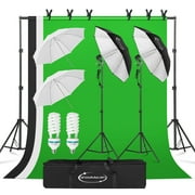 ShowMaven Lighting Kit Photography ، نظام دعم الخلفية 6.5 قدم &times; 10 قدم ومجموعة أدوات الإضاءة المستمرة