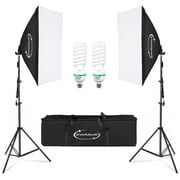 ShowMaven Softbox Lighting Kit ، Studio Lights with 2 135W Bulbs 5500K Continuous Photography Lighting Kit