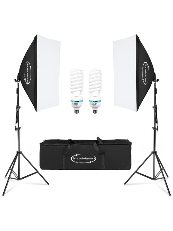 Softbox Lighting Kit, Studio Lights with 2 135W Bulbs 5500K Continuous Photography Lighting Kit