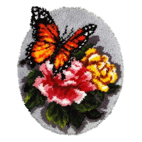 ShowNiceArt Butterfly | Latch Hook Rug Kit for Adults, Cushion Mat Tapestry DIY Carpet Arts Crafts 50×38cm/20*15in