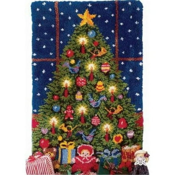 ShowNiceArt Christmas Tree | Rug Making Latch Hooking Kit, Needlework Cushion Cover Hand Craft Crochet 62×42cm/24.4*16.5in