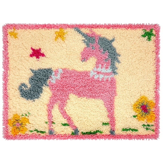 ShowNiceArt Cute Unicorn | Tapestry Kits Latch Hook Rug Kits Carpet Embroidery Rug Needlework Button Package DIY 50×38cm/20*15in