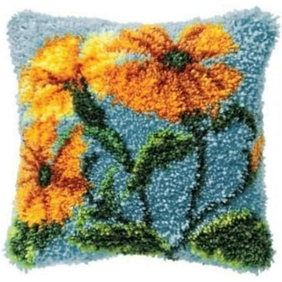 ShowNiceArt DIY Latch Hook Kits, Flower | DIY Carpet Needlework Embroidery Cushion Cover Kits, Sofa Cushion Cover 17x17 inch
