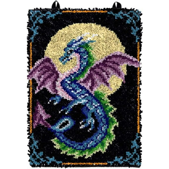 ShowNiceArt DIY Latch Hook Rug Kits for Kids and Adults，Crochet Kit Home Decor 24*16(Dragon)