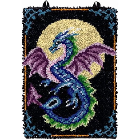 ShowNiceArt Rectangle Dragon Latch Hook Rug Kit, DIY Crochet Home Decor Craft, 50*38cm