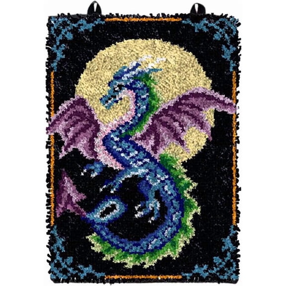 ShowNiceArt Rectangle Dragon Latch Hook Rug Kit, DIY Crochet Home Decor Craft, 50*38cm