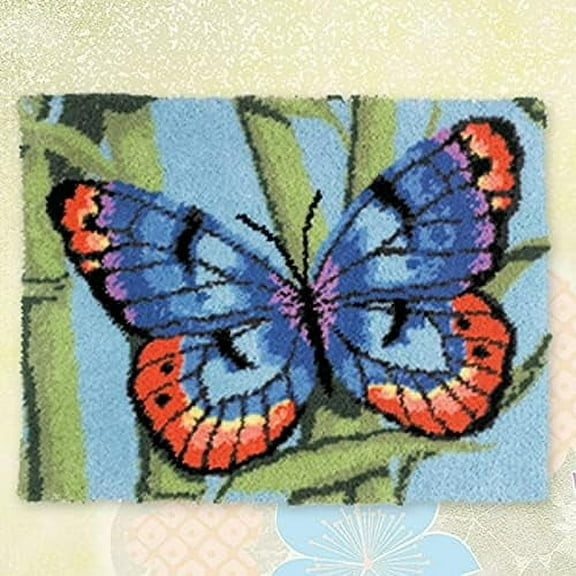ShowNiceArt Latch Hook Kits, Butterfly | attern Crochet Needlework Crafts for Kids Adults Beginners DIY Sofa Cushion 20.47 * 14.96 Inch