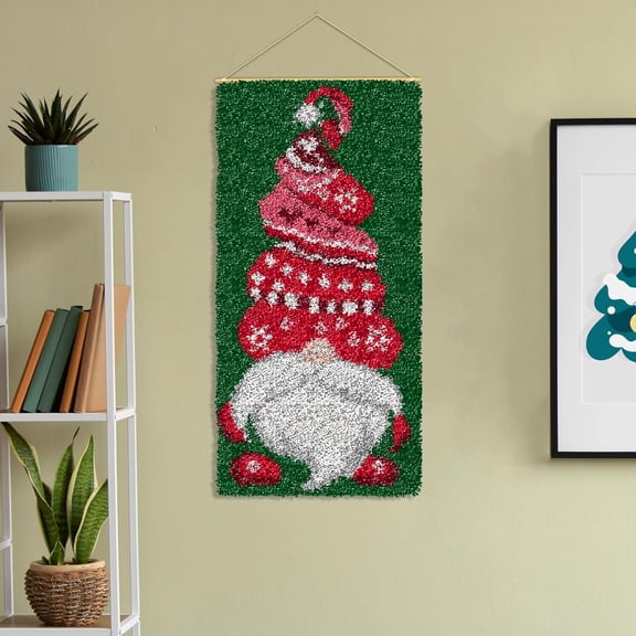ShowNiceArt Latch Hook Kits, Christmas Long Hat Santa Claus | DIY Rug Making Kit for Home Decoration Festival Gifts Crocheting Crafts Carpet,19.7 * 15.0 inches
