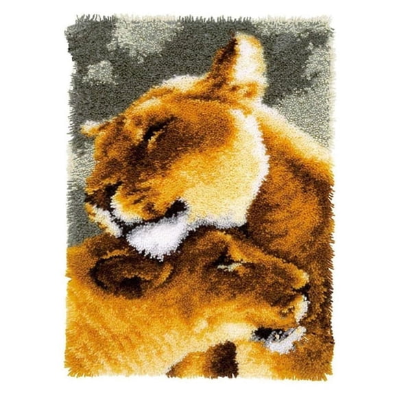 ShowNiceArt Latch Hook Kits Rug Making Kits DIY /Adults with Canvas Pattern Animals Carpet Embroidery 2 Lion 75×55cm/30*22in