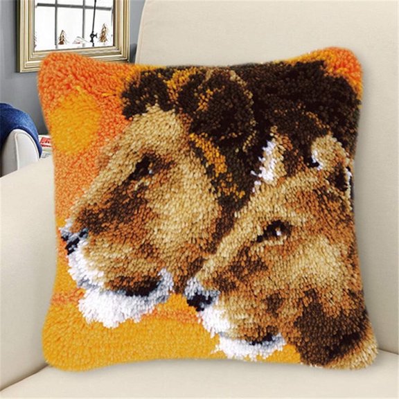 ShowNiceArt Latch Hook Kits, Tiger | Needlework Cushion Cover Hand Craft Crochet 17X17inch