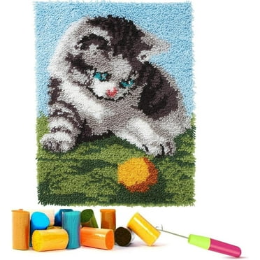 ShowNiceArt Latch Hook Kits for Adults，Baseball & Cat | Crochet Kit for Beginners, Rug Making Kits with Canvas, Gift Packaging. (Cow,20x15 inch)