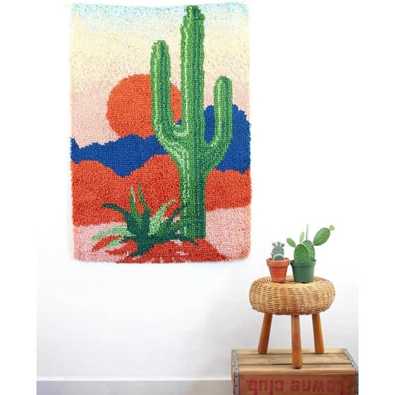 ShowNiceArt Latch Hook Kits for Adults, Cactus | Color Handmade Tapestry for Home Decoration Festival Gift 62×42cm/24.4*16.5in