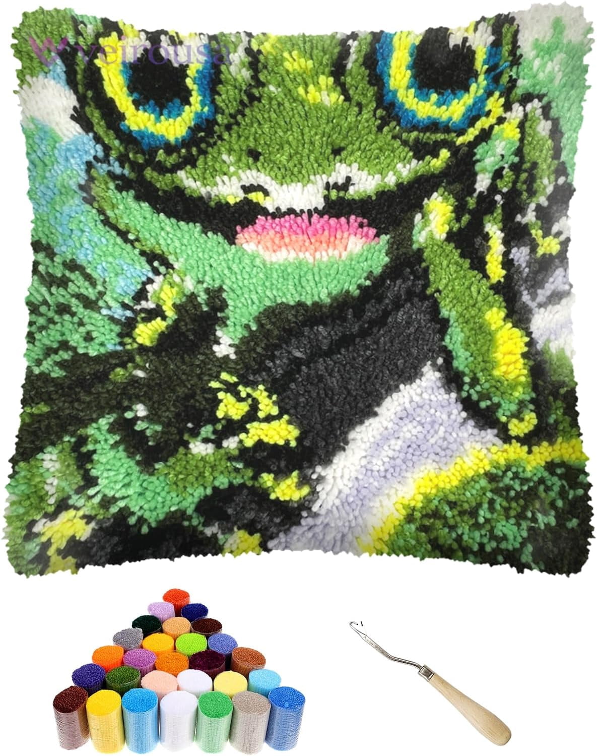ShowNiceArt Latch Hook Kits for Adults, Cross-Stitch Cushion Cover for Home Sofa Decoration 17x17in