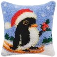 thumbnail image 1 of ShowNiceArt Latch Hook Pillow Case Embroidery Kits, Christmas Penguin | DIY Carpet Needlework Sofa Cushion Cover 17x17 inch, 1 of 7
