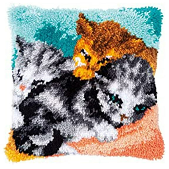 ShowNiceArt Latch Hook Pillow Kits, Embroidery Pillow Making Kits with Canvas, Gift Packaging 17*17in