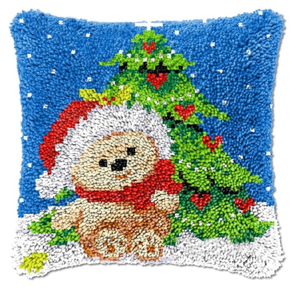 ShowNiceArt Latch Hook Pillow Kits, Embroidery Pillow Making Kits with Canvas, Gift Packaging 17*17in
