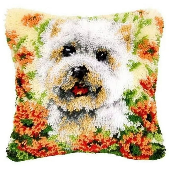 ShowNiceArt Latch Hook Pillow Kits, Embroidery Pillow Making Kits with Canvas, Gift Packaging 17*17in