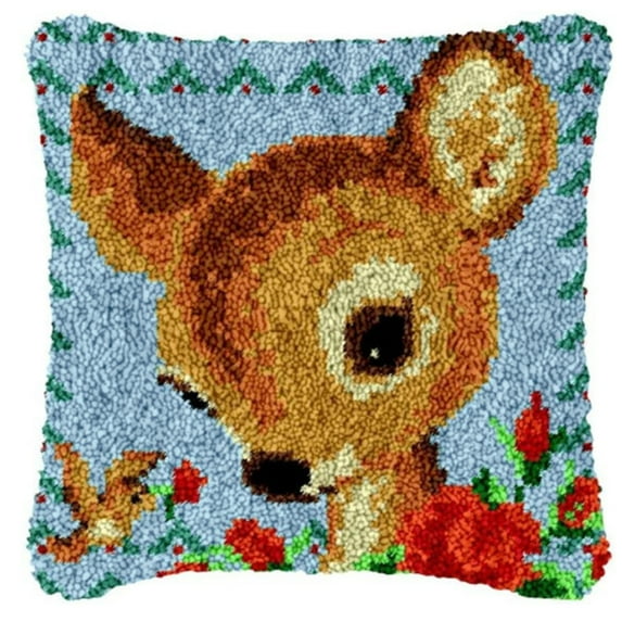 ShowNiceArt Latch Hook Pillow Kits, Embroidery Pillow Making Kits with Canvas, Gift Packaging 17*17in