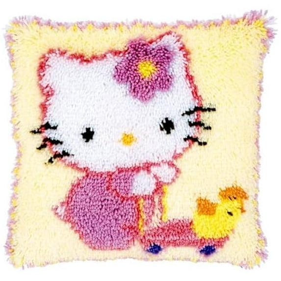 ShowNiceArt Latch Hook Pillow Kits , Hello Kitty | Embroidery Creative Craft Home Decor Ideal for Learning Pillow Making 43×43cm/17*17in
