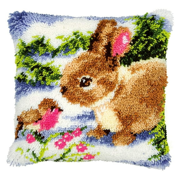 ShowNiceArt Latch Hook Pillow Kits, Rabbit And Bird | Embroidery Creative Craft Home Decor Ideal 4343cm/17*17in