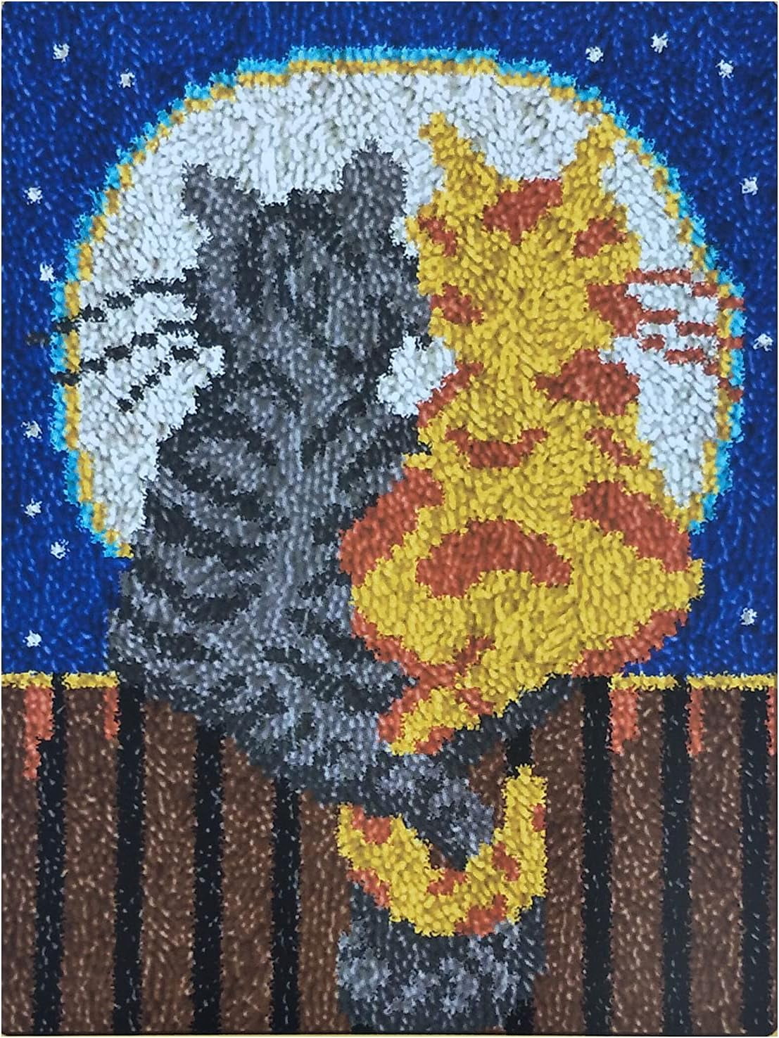 ShowNiceArt Latch Hook Rug Kit, Cute Cat In Moon | Crocheting Carpet Rug Yarn Sofa Cushion Mat Tapestry DIY 50×38cm/20*15in