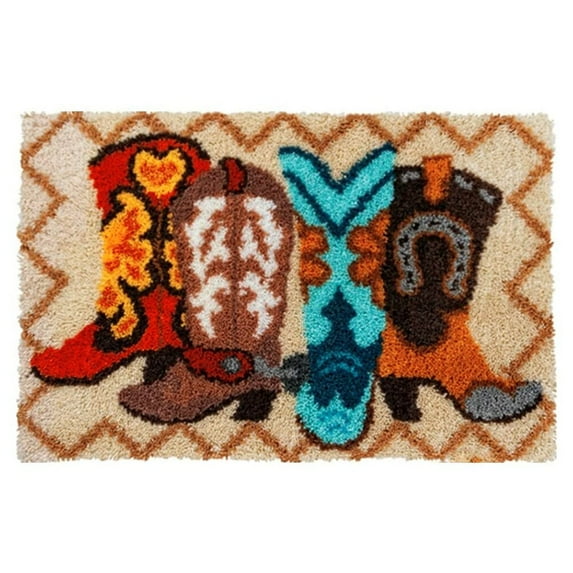 ShowNiceArt Latch Hook Rug Kits Embroidery, DIY Boots Pattern | Crochet Needlework Crafts for Adults and Kids Beginners 20"x 15"